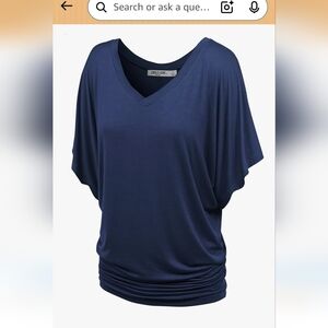 Lock & Love Navy Blue Plus Size XXL dolman Sleeve Boatneck Top Shirt Plus Size